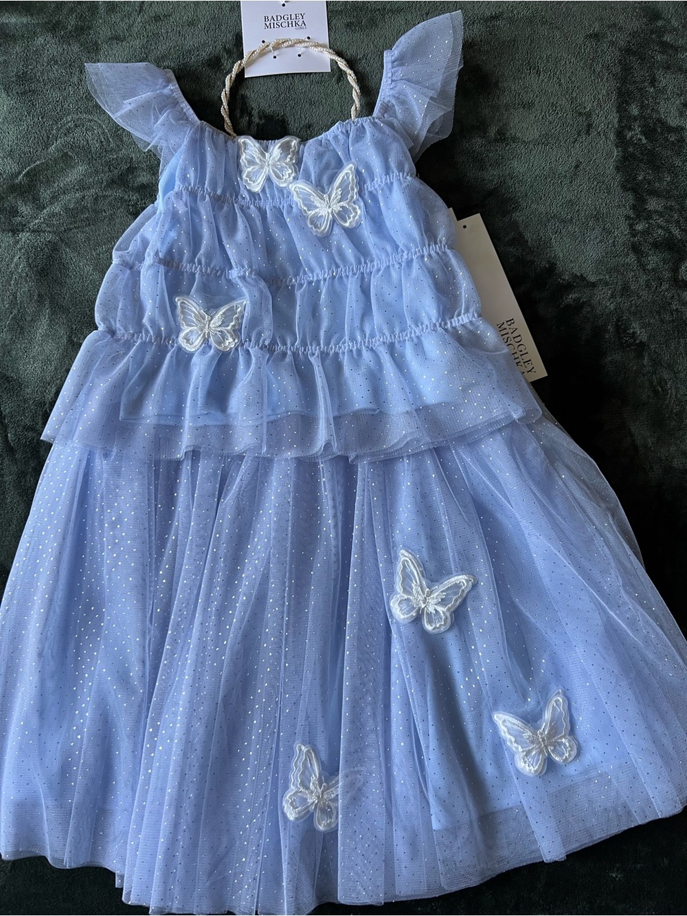 Badgley Mischka Kids Light Blue Butterfly Tulle 2 Piece Dress..